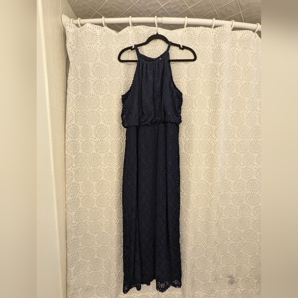 Navy Crochet maxi dress